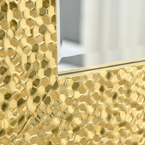 HOMCOM Espelho de Parede 80x60cm Espelho Decorativo com 4 Ganchos e Estrutura de Mosaico 3D Estilo Moderno para Sala de Estar Dormitório Sala de Jantar Entrada Dourado