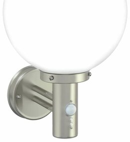 Luz de Parede Externa com Sensor Prateado Aço Inoxidável IP44