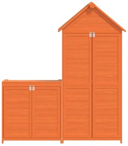 2 pcs conj. abrigos p/ ferramentas jardim pinho maciço castanho