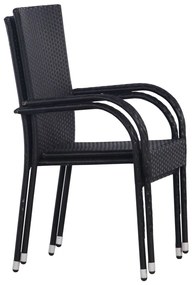 Cadeiras de exterior empilháveis 2 pcs vime PE preto