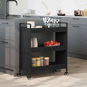 Carrinho de Cozinha Manual Carvalho preto 70 x 30 x 82 cm