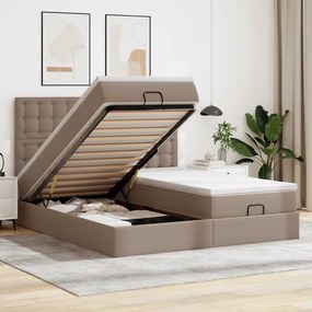 vidaXL Cama otomana com colchões &amp; LEDs 180x200 cm couro artificial
