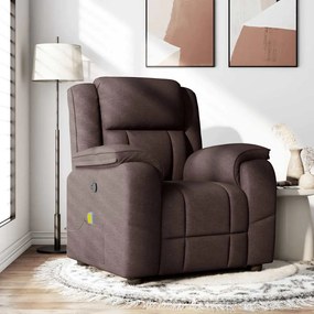 vidaXL Poltrona de massagens reclinável tecido castanho-escuro
