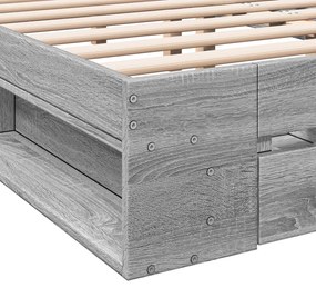 Estrutura de cama c/ gavetas derivados madeira cinza sonoma