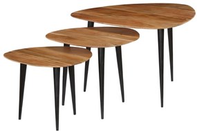Conjunto de mesas de centro 3 pcs madeira de acácia maciça