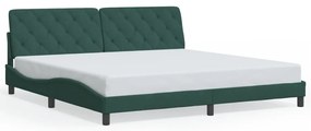 Estrutura de cama c/ luzes LED 200x200 cm veludo verde-escuro