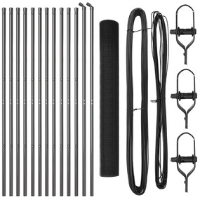 Conjunto de Postes de Cerca Revestido em PVC Conjunto de 2 Cinza