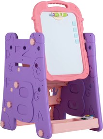 Cavalete Infantil 3 em 1, 43 x 38,5 x 55,5 cm, Quadro de Dupla Face, Rosa