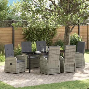 vidaXL Cadeiras de Jardim Reclináveis 7 pcs Cinzento 200 x 80 x 73 cm