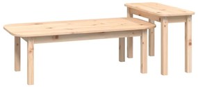 2 pcs conjunto de mesas de centro madeira de pinho maciça