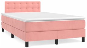 Cama boxspring com colchão 120x190 cm veludo rosa