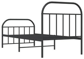 Estrutura de cama com cabeceira e pés 90x190 cm metal preto