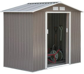 Abrigo de Jardim – 213x130x185 cm – Aço Galvanizado – Cinza Claro