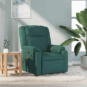 Poltrona de massagens reclinável tecido verde-escuro