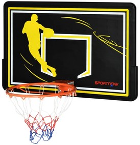 SPORTNOW Tabela Basquetebol Parede Interior Exterior Ideal Adultos 110x90x70 cm Alta Durabilidade Preto e Amarelo | Aosom Portugal