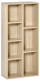 HOMCOM Estante Livros Madeira 7 Compartimentos Armazenamento 50x24x106 cm Carvalho | Aosom Portugal