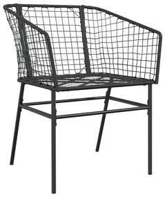 Conjunto de jantar jardim 5 peças vidro vime PE preto