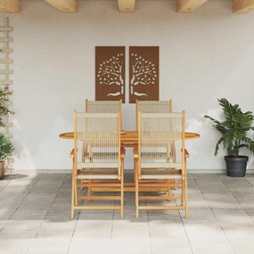 vidaXL Conjunto de Jantar Jardim 5 Peças - Madeira Maciça de Acácia e Rattan Sintético Bege