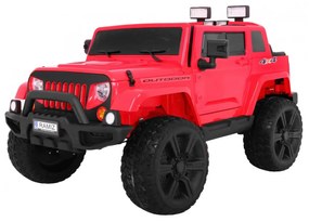 Jipe elétrico para Crianças 24V 2 Lugares Mighty Jeep 4x4 Rodas de EVA, Assento de couro Vermelho