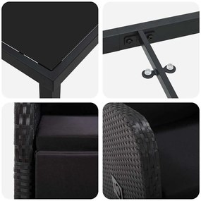 Cadeiras de Jardim Reclináveis 5 pcs Preto 140 x 70 x 73 cm
