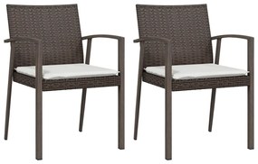 3 pcs conjunto de jantar p/ jardim c/ almofadões vime PE e aço