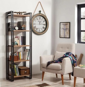 Conjunto de Mobiliário de Sala Cosmo – Pinho Atlântico Preto – Estante
