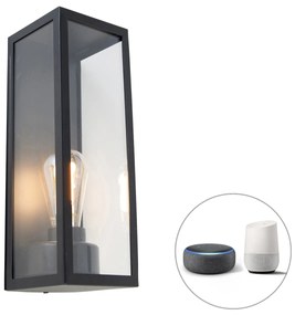 LED Candeeiro de parede exterior inteligente preto com vidro incl. Wifi ST64 - Rotterdam Long Moderno