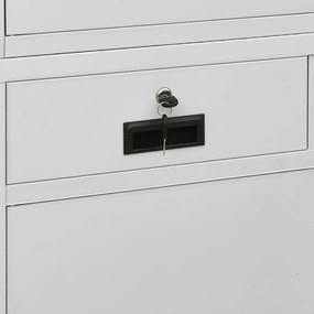 Armário escritório 90x40x180 cm vidro temperado/aço cinza-claro