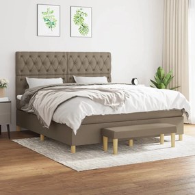 vidaXL Cama com molas/colchão 160x200 cm tecido castanho-acinzentado