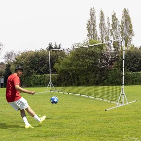 Rede de futebol para treino com Saco de transporte 6 estacas de solo Instalação fácil para jardim 372,5x182,5cm Branca