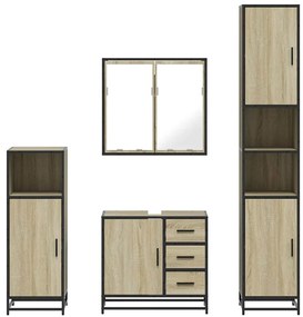 4 pcs conj. móveis casa banho derivados madeira carvalho sonoma