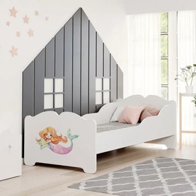 Cama infantil ANNA branca 160x80 - sereia - colchão e estrado incluído