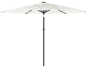 Guarda-sol de jardim com poste de aço 288x288x225 cm branco