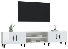 Móvel de TV 180x31,5x40cm derivados de madeira branco brilhante