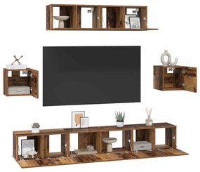 Conjunto de móvel de TV 7 pcs Madeira antiga 80 x 30 x 30 cm