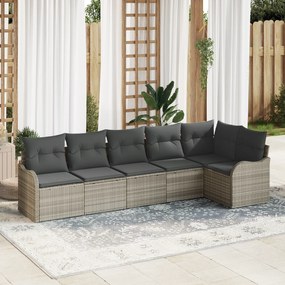 Conjunto de Sofás de Jardim de 6 Peças com Almofadas em Rattan Poly Ci