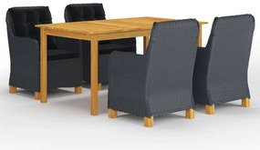5 pcs conjunto de jantar para jardim cinzento-escuro