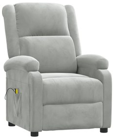 Poltrona de massagens elétrica veludo cinzento-claro