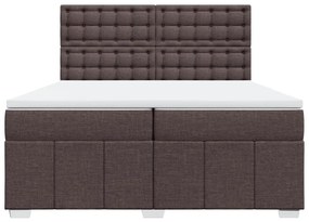 Cama com molas/colchão 200x200 cm tecido castanho-escuro