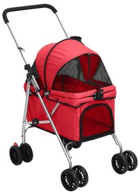 Carrinho dobrável para cães 76x50x100 cm tecido oxford vermelho