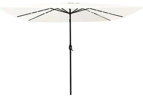 Parasol de Jardim Quadrado com Luzes LED 295x245 cm Areia Branca