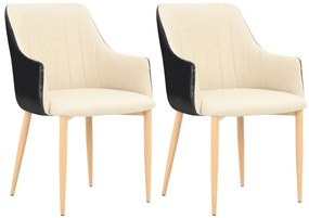 vidaXL Cadeiras de jantar 2 pcs tecido preto e creme