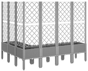 Vaso/floreira de jardim c/ treliça 160x120x142cm PP cinza-claro