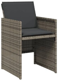 11 pcs conjunto jantar p/ jardim c/ almofadões vime PE cinzento