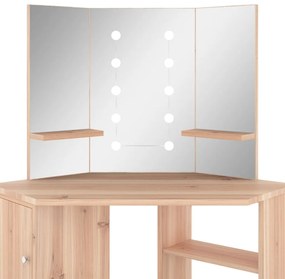 Toucador de canto com LED 111x54x141,5 cm carvalho