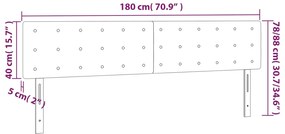 Cabeceira cama c/ LED 180x5x78/88cm couro artificial cinzento