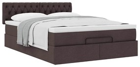 Cama otomana com colchão 140x190 cm tecido castanho escuro