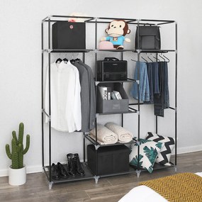 Guarda Roupa grande em tecido 150 x 175 x 45 cm Cinzento