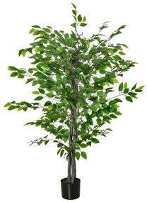 HOMCOM Planta Artificial Ficus 135 cm com Vaso 456 Folhas Planta Artificial Realista para Interior e Exterior Verde | Aosom Portugal