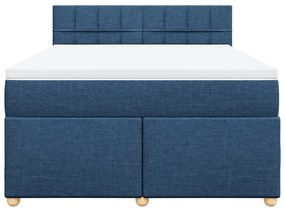 Cama com molas/colchão 140x200 cm tecido azul